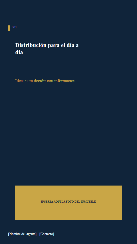 Vista previa real de la plantilla S01: Distribución para el día a día